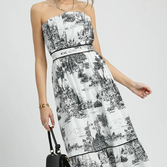 Umgee Printed Tiered Tube Midi Dress - Picture 3 of 5